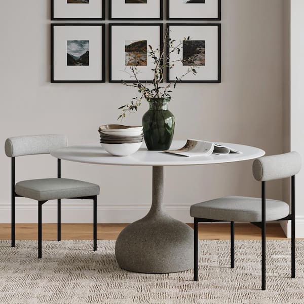 Dahlia 19 in. Modern Kitchen Dining Chair with Metal Legs and Padded Upholstered Cushion, Light Gray/Black, (Set of 2)