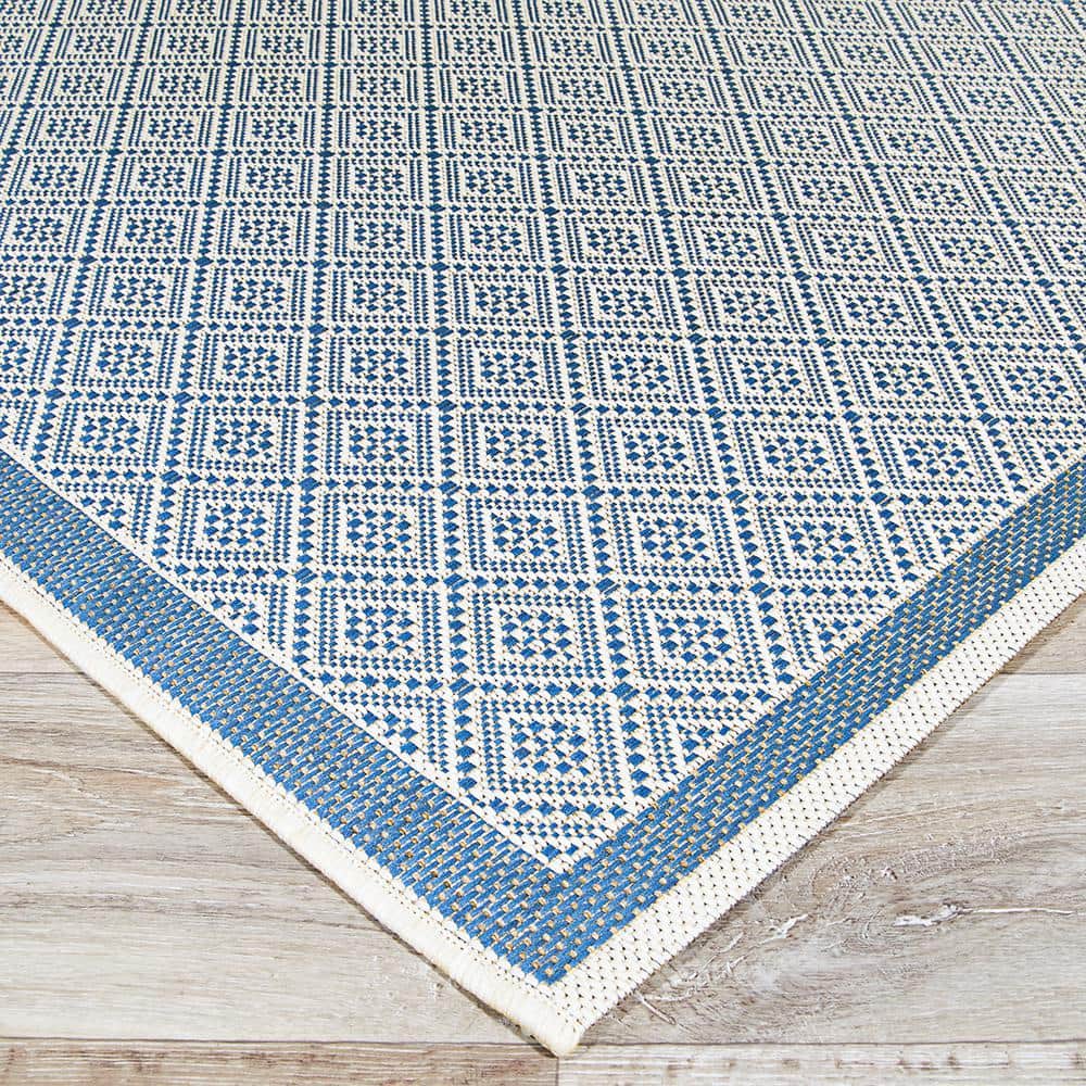 Monaco Sand-Azure 2' x 3'7" Geometric Synthetic Area Rug