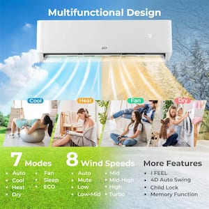 36K BTU 2 Zone 12K BTU 21.5 SEER2 Mini Split Air Conditioner Work with Alexa