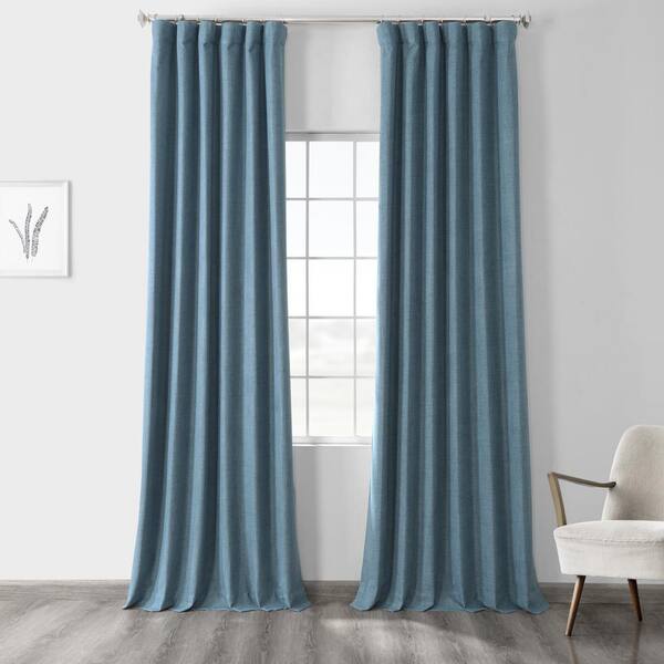 Exclusive Fabrics & Furnishings Ovation Blue Rod Pocket Sheer Curtain - 50 in. W x 96 in. L