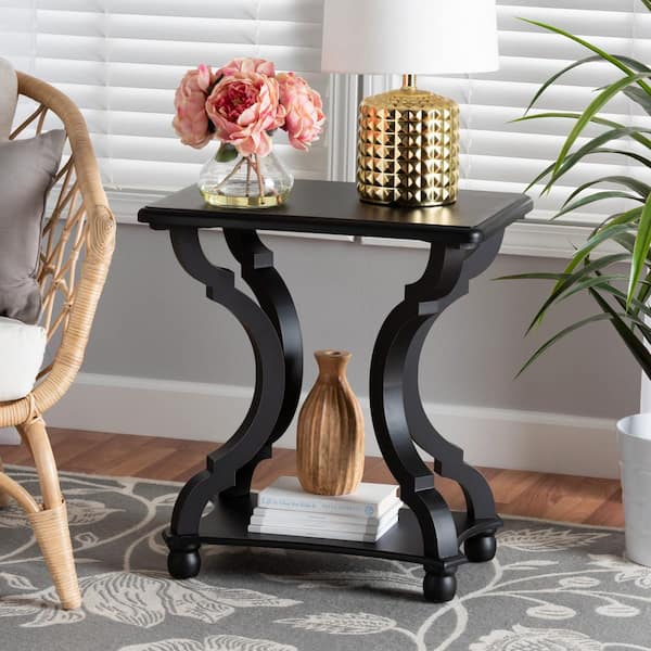 Baxton Studio Cianna 22 in. Black Rectangle Wood End Table 222