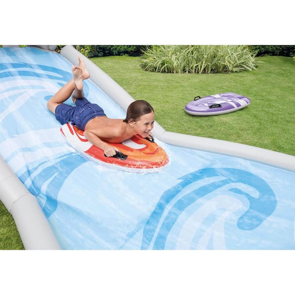 Intex Surf 'N Slide Inflatable Kids Backyard Splash Water Slide w/ 2 Surf Riders 