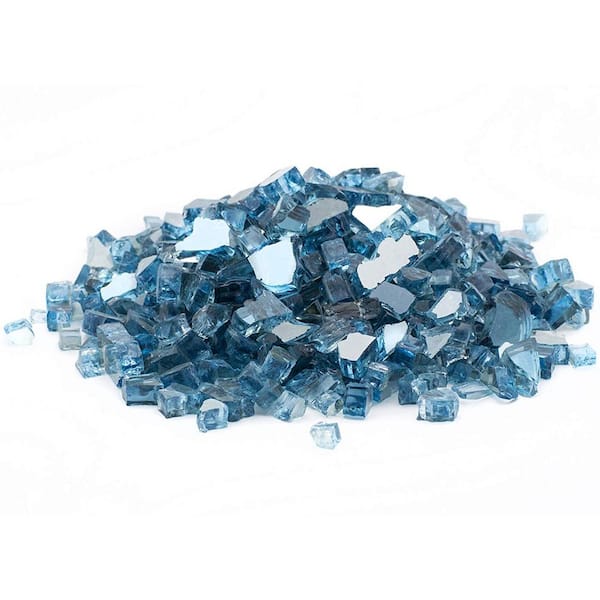 Margo Garden Products 1/2 in. 10 lb. Medium Sky Blue Reflective Tempered Fire Glass