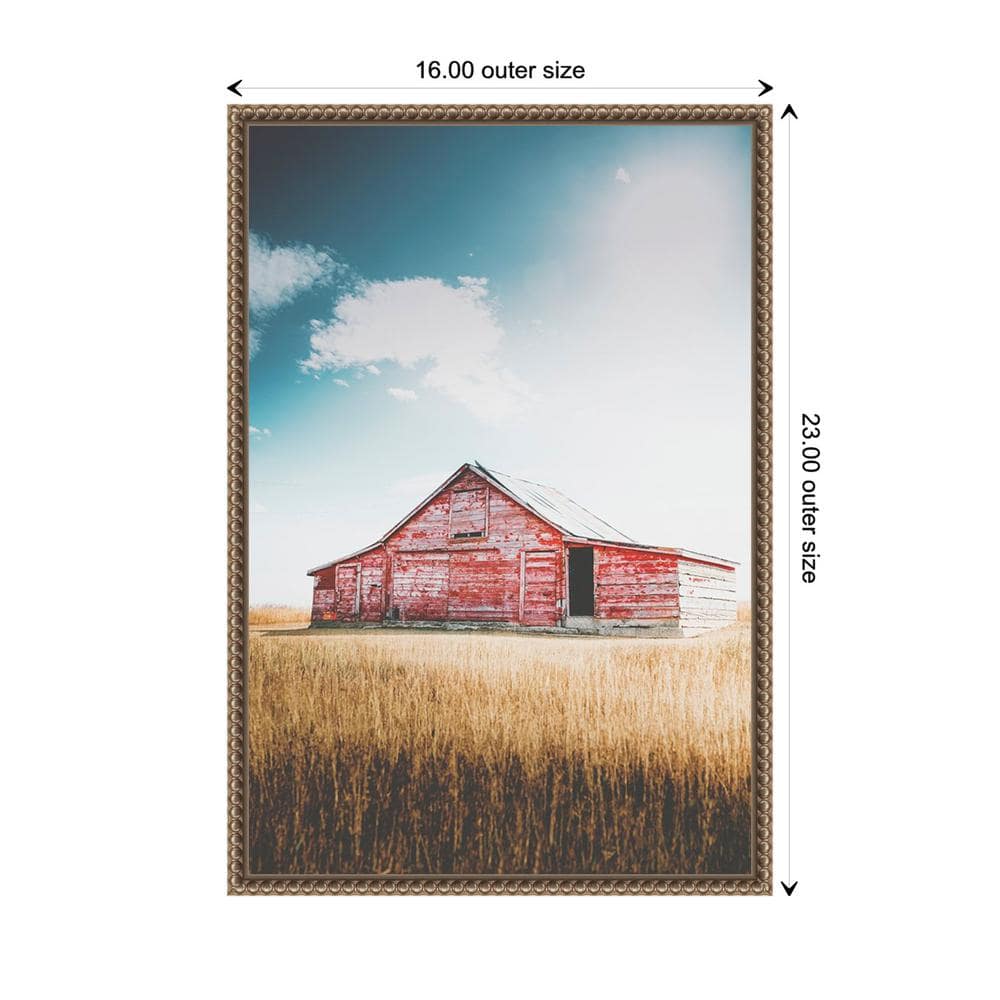 Rustic Red Barn Framed Canvas Print with Beaded Bronze Frame