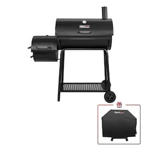 Charcoal Grill with Offset Smoker in Black Plus A Cover
