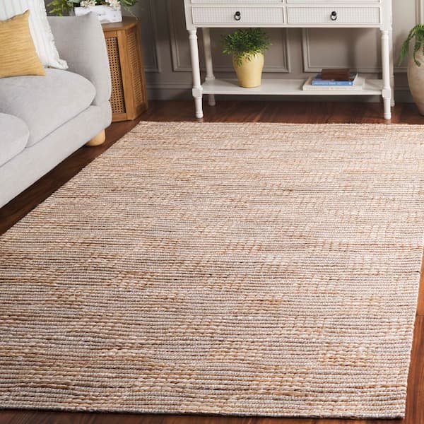 Natural Fiber 4 ft. x 6 ft. Natural/Ivory Distressed Grid Area Rug