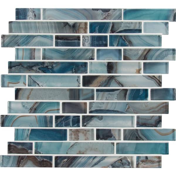 MSI Take Home Tile Sample-Night Sky 4 in. x 4 in. Mesh-Mounted Glossy Mosaic Glass Wall Tile