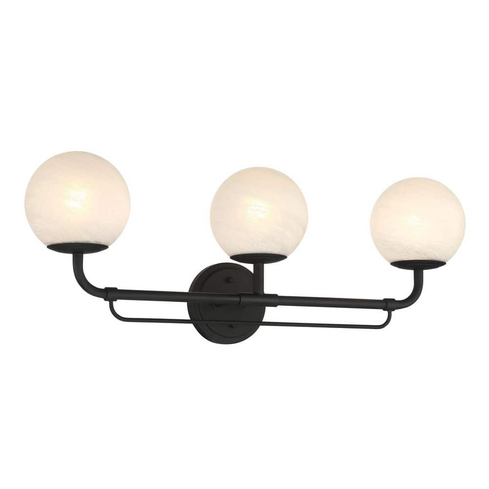 Whitehall 28 in. 3-Light Dark Matte Black Vanity Light with Etched Alabaster Glass Shades price history on PriceWatchPro