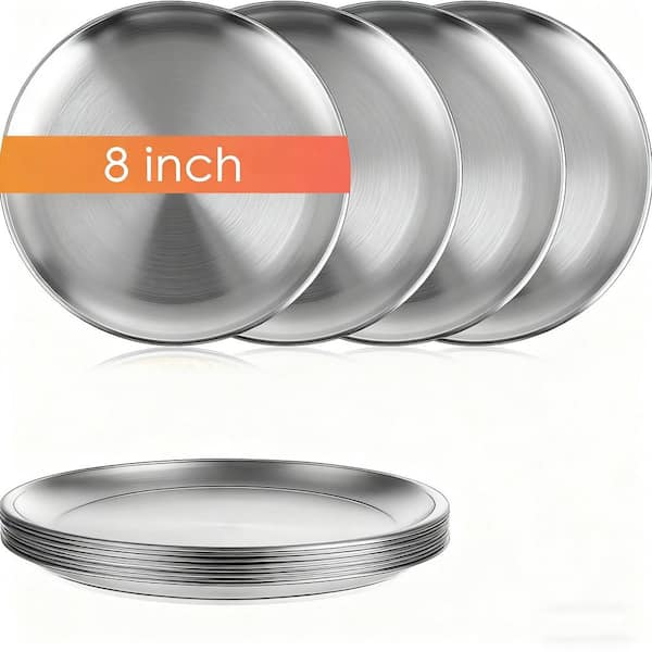 8-Piece 8 in. Stainless Steel Pizza Pans Round Bakeware Trays for Oven Baking Kitchen and Home Easy to Clean