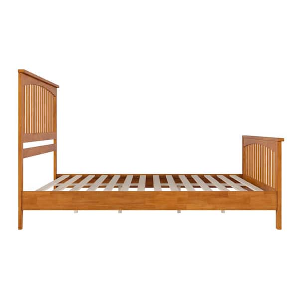 Camilla Light Toffee Natural Bronze Solid Wood Frame King Low Profile Platform Bed with Matching Footboard