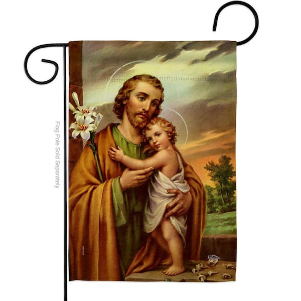 Ornament Collection 13 in. x 18.5 in. Joseph & Jesus Garden Flag Double-Sided Religious Decorative Vertical Flags