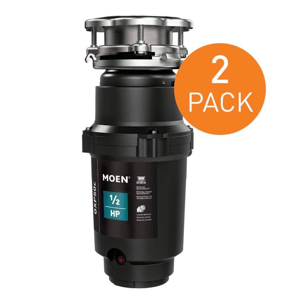 MOEN Prep 1/2 HP Continuous Feed Garbage Disposal with Power Cord and Universal Mount (2-Pack)