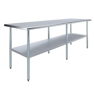 30 in. x 96 in. Stainless Steel Kitchen Utility Table with Adjustable Bottom Shelf