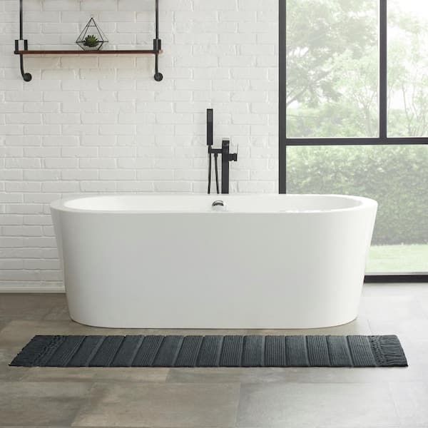 French Connection Rectangular 100% Cotton Solid Bath Rug Size: 20 H x 56 W x 0.25 D, Color: Dark Gray