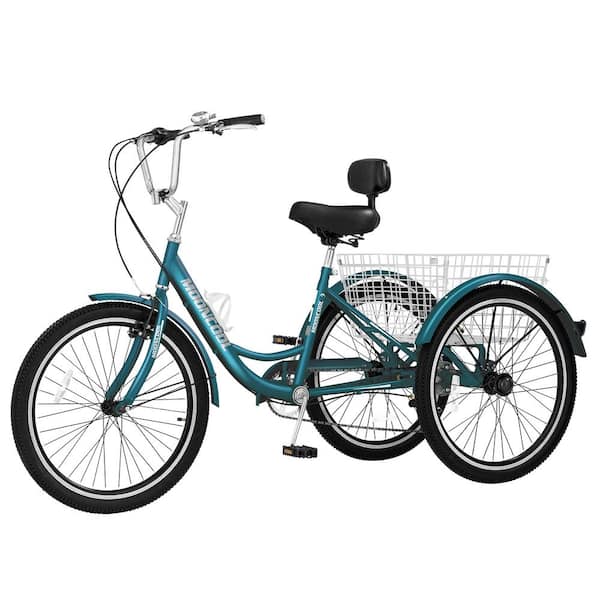 Unbranded 20 in. Unisex adult Tricycles 7 Speed, bicycles with Shopping Basket and Backrest for Adult