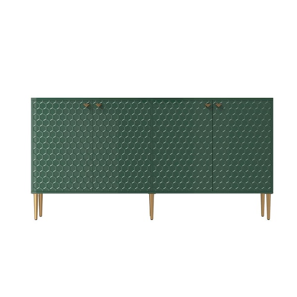 sumyeg Green 31.25 in. H Freestanding 4 Door Locker Accent Storage Cabinet with Adjustable Shelf