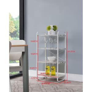 SignatureHome Withe Finish Metal Material 4-Tier Baker's Rack Shelves Top Finish Marble Dimensions: 19"W x 13"L x 32"H