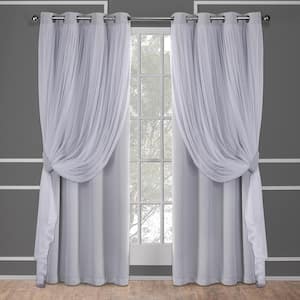 Catarina Cloud Grey Solid Lined Room Darkening Grommet Top Curtain, 52 in. W x 84 in. L (Set of 2)