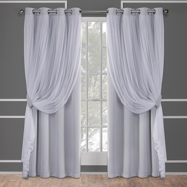 EXCLUSIVE HOME Catarina Cloud Grey Solid Lined Room Darkening Grommet Top Curtain, 52 in. W x 108 in. L (Set of 2)