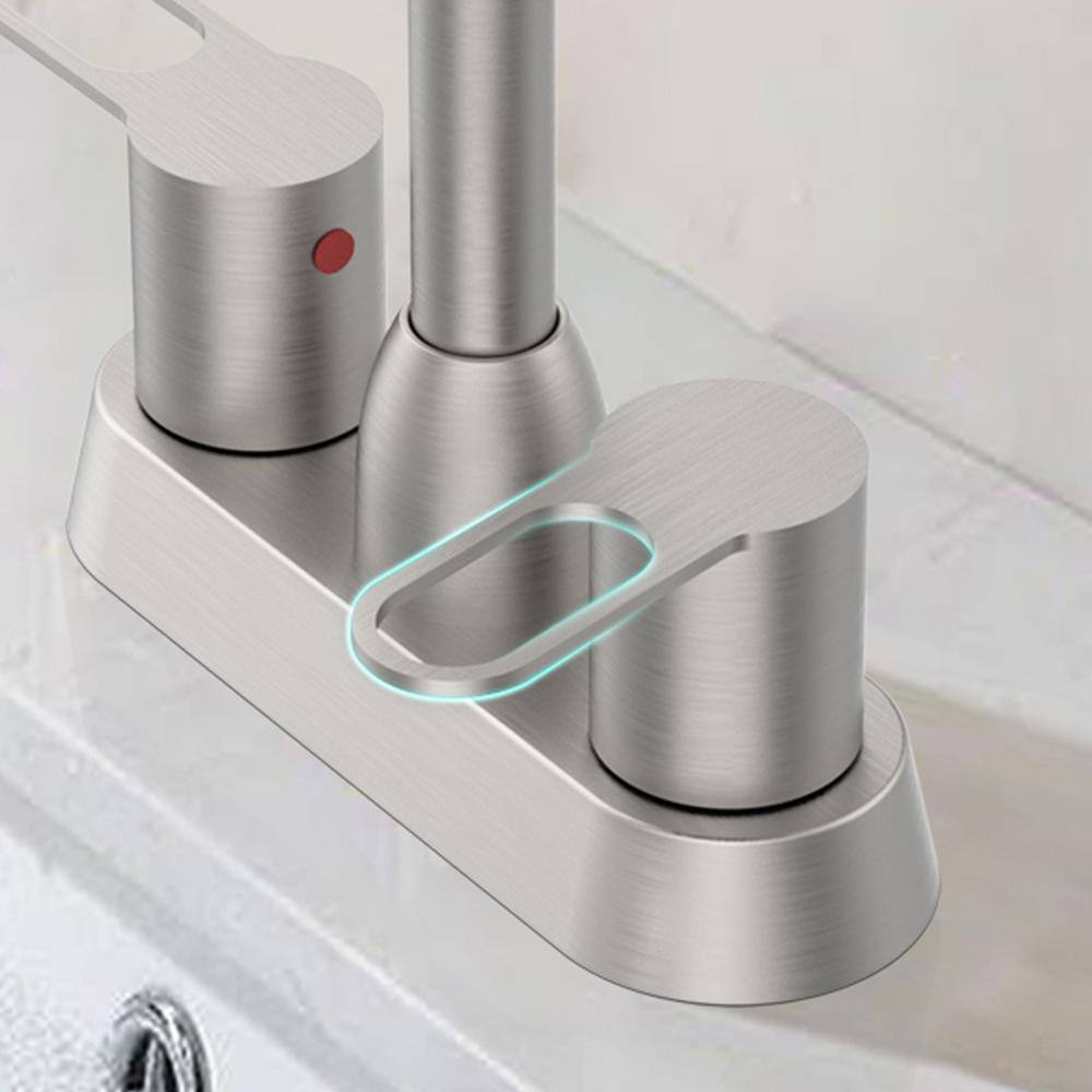 Brushed Nickel High Arc Double Handle Bathroom Faucet