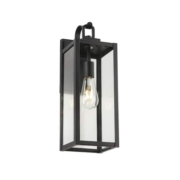 Jushua 1-Light Matte Black Aluminum Not Motion Sensing Outdoor Hardwired Wall Lantern Sconce (Bulb Not Included)