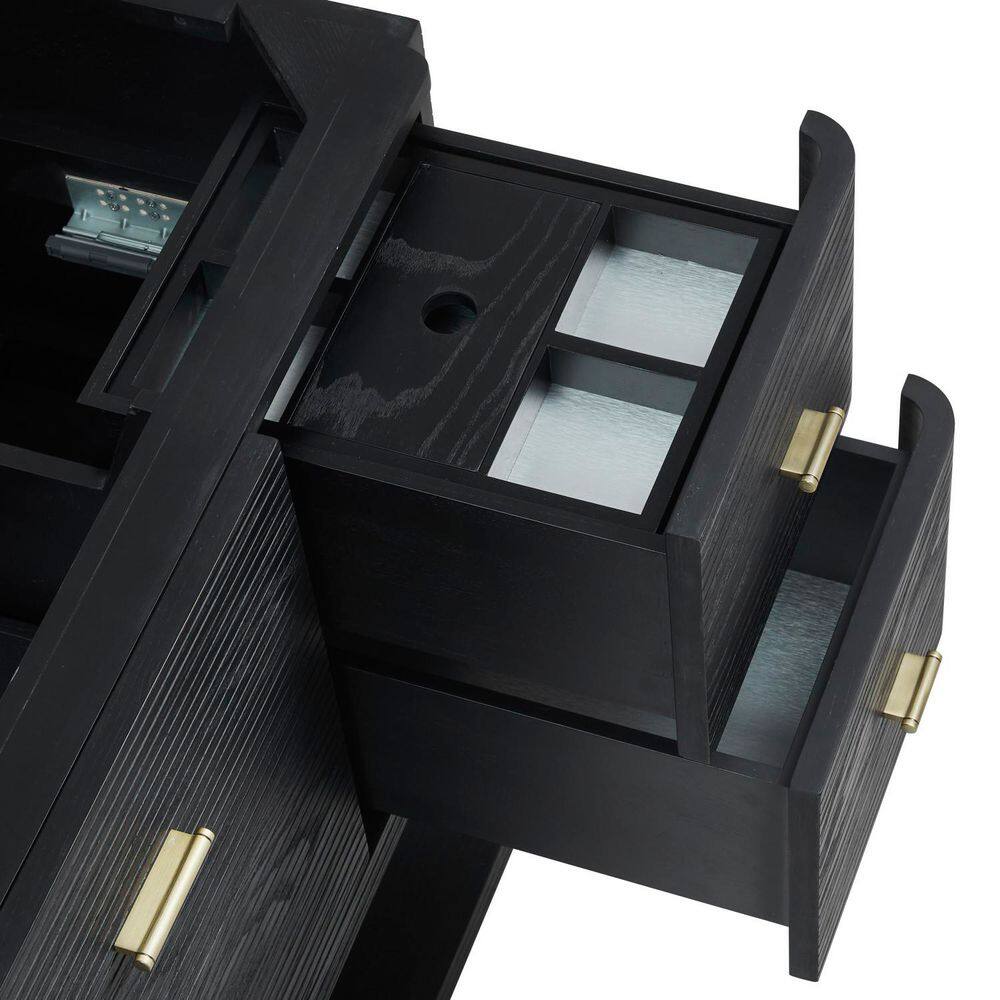 Lucian 48" Black Solid Wood Bathroom Vanity Base with Brass Hardware