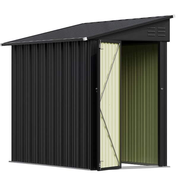 8 ft. W x 4 ft. D Outdoor Storage Shed, Lean to Storage Shed, Black (32 sq. ft. )
