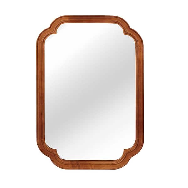 Yellowish Brown 20 in. W x 30 in. H Modern Rounded Corner Solid Wood Framed Mirror