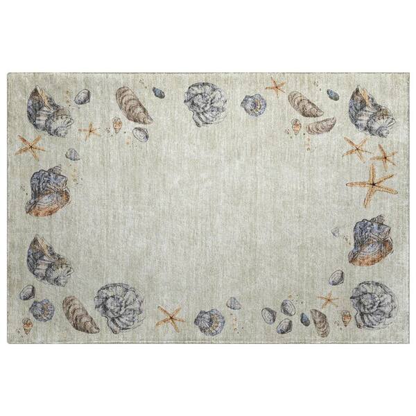 Dream Shag Premium Machine Washable Abstract ADS188 Oyster 3 ft. x 4 ft. Area Rug
