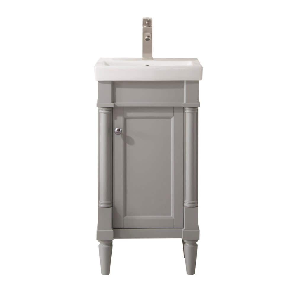 17.5 in. bath Vanity in Gray with White Ceramic Top in White with White Bas