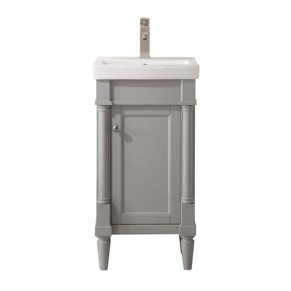 Unbranded 17.5 in. bath Vanity in Gray with White Ceramic Top in White with White Basin