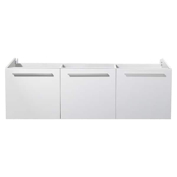 Vista 59 in. Modern Double Bathroom Wall Hung Vanity Cabinet Only in White
