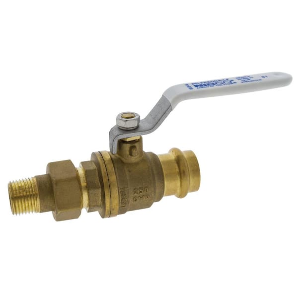 NIBCO 3/4 in. x 1/2 in. Brass Alloy Lead-Free Press x MIP Union Full Port Ball Valve