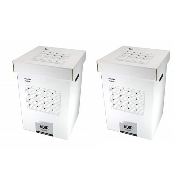 AdirOffice 25 in. Corrugated Cardboard 16 Roll File Upright Storage Cabinet (2 pack)