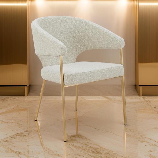 Benjara Gray and Brass Polyester Metal Frame Dining Chair