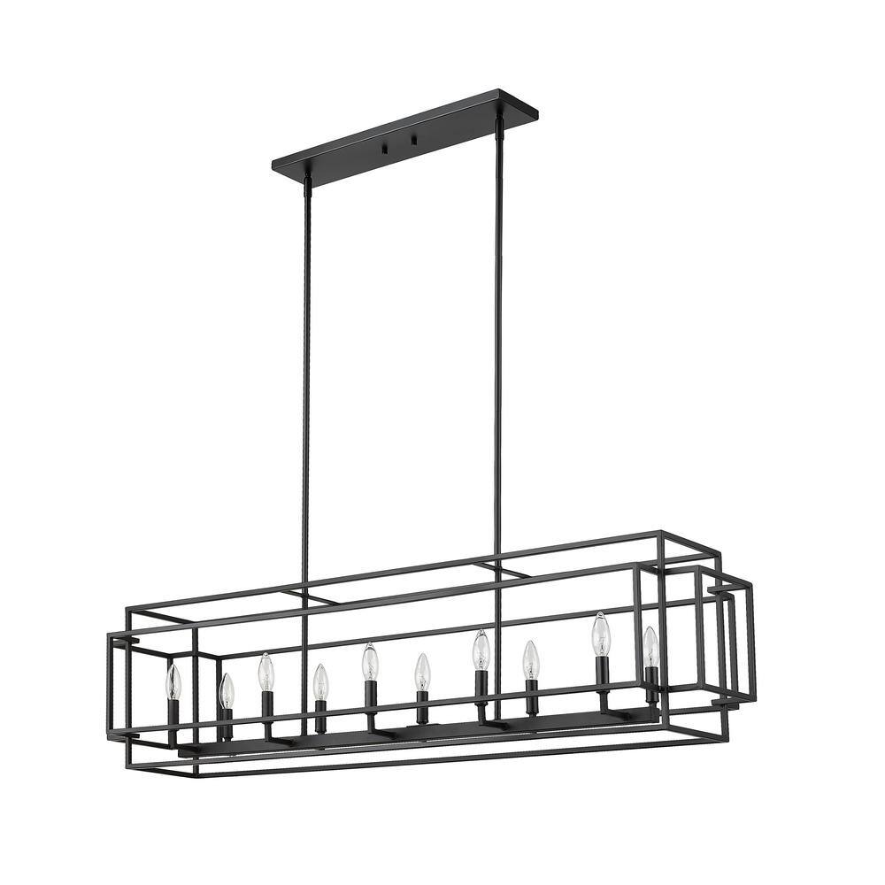 Matte Black 54" Steel 10-Light Island Pendant