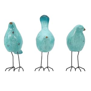 Resin and Metal Birds Sculpture Set of 3