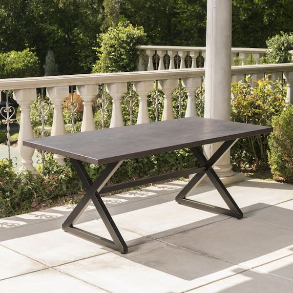 Noble House Rolando Brown Metal Outdoor Dining Table