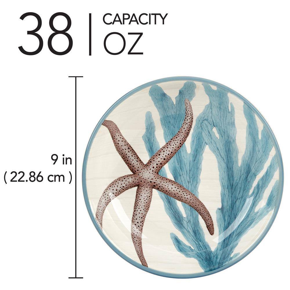 Coastal Blue Ceramic Soup Bowls Set of Four