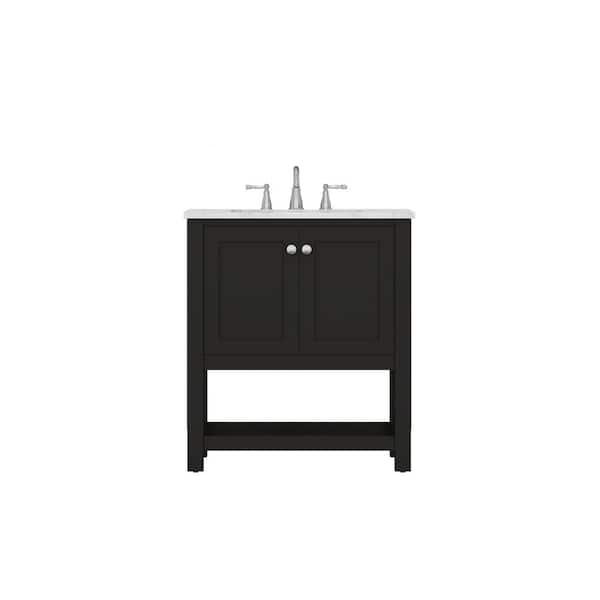 Alya Bath Wilmington 30 in. W x 34.2 in. H x 22 in. D Bath Vanity in Espresso with Marble Vanity Top with White Basin