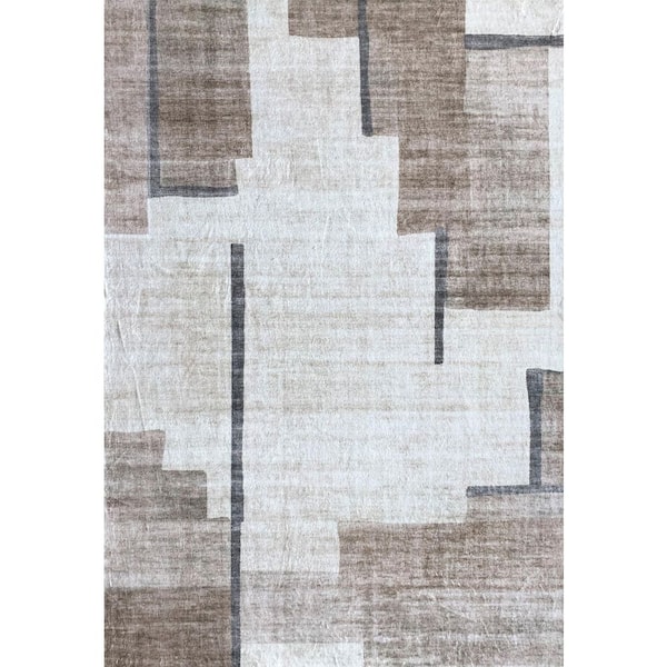 8 ft. x 11 ft. Beige and Brown Abstract Area Rug