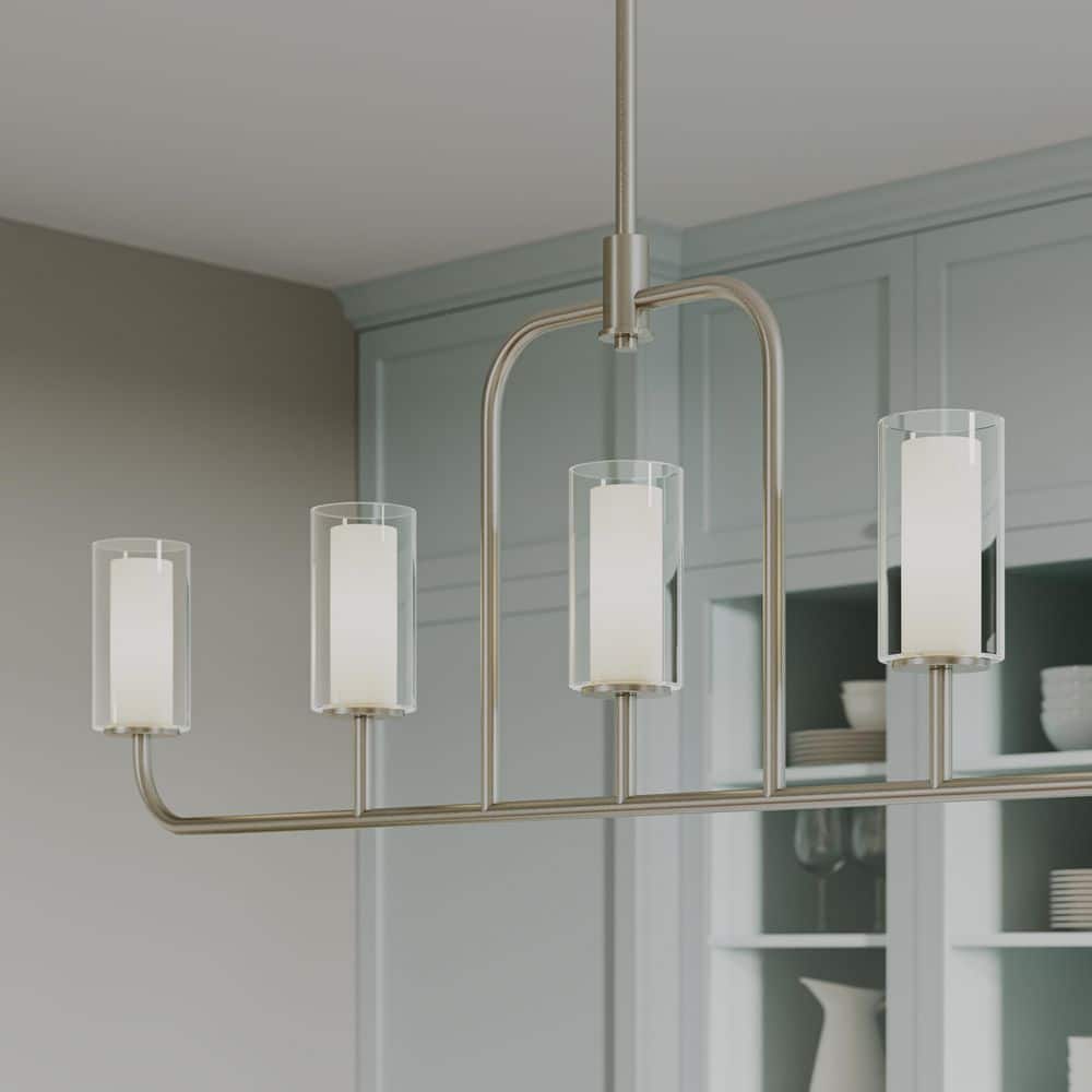 Mack 60-Watt 5-Light Linear Brushed Nickel Modern Traditional Chandelier with Layered Glass Shades price history on PriceWatchPro
