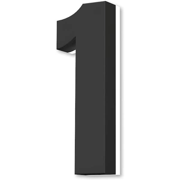 Movisa 7 in. Black Stainless Steel Hand-Polished LED Backlit House Number 1