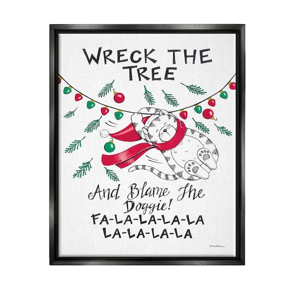 Stupell Industries Funny Pet Christmas Song by Deb Strain 1 Piece Floater Frame Graphic Print Animal Poster Art Print 31 in. x 25 in.
