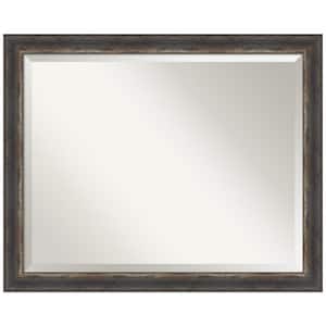 Medium Rectangle Bark Rustic Char Beveled Glass Casual Mirror (25.5 in. H x 31.5 in. W)