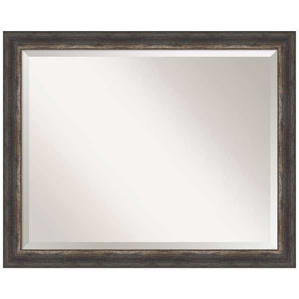 Amanti Art Medium Rectangle Bark Rustic Char Beveled Glass Casual Mirror (25.5 in. H x 31.5 in. W)