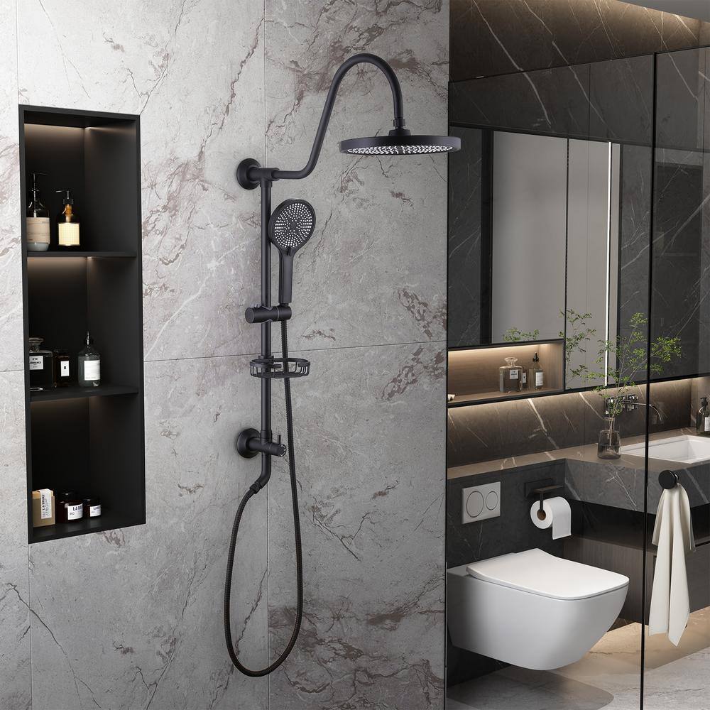 Matte Black Dual Shower Head with Handheld and Rainfall Spray