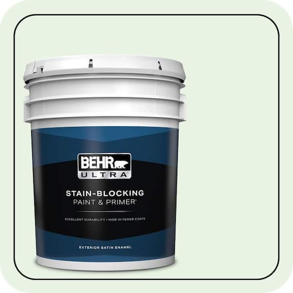 BEHR ULTRA 5 gal. #450C-1 Dinner Mint Satin Enamel Exterior Paint & Primer