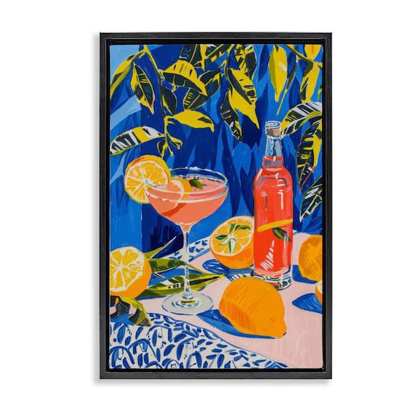 Citrus Cocktail Still Life by LSR Design Studio Black Floater Frame Food Graphic Art Print 31 in. x 21 in.
