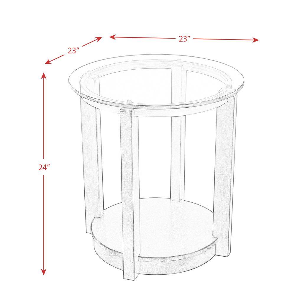 Contemporary Espresso Round End Table with Glass Top